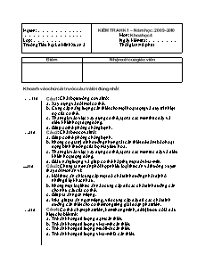 Đề kiểm tra học kì I Khoa học Lớp 4 - Năm học 2009-2010 - Trường Tiểu học Lê Xuân Minh 3