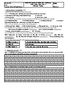 Đề kiểm tra học kì I Khoa học Lớp 4 - Năm học 2009-2010 - Trường Tiểu học số 2 Nam Phước