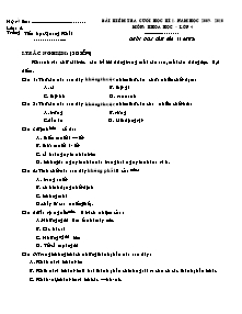 Đề kiểm tra học kì I Khoa học Lớp 4 - Năm học 2009-2010 - Trường Tiểu học Quang Khải