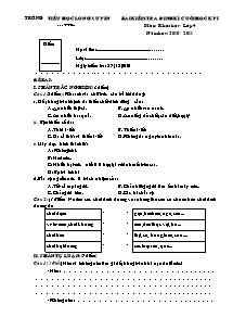 Đề kiểm tra học kì I Khoa học Lớp 4 - Năm học 2010-2011 - Trường Tiểu học Long Xuyên