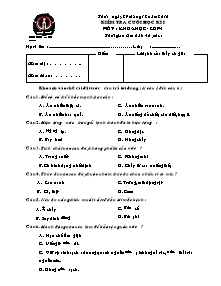 Đề kiểm tra học kì I Khoa học Lớp 4 - Năm học 2010-2011 - Trường Tiểu học Hồng Quang