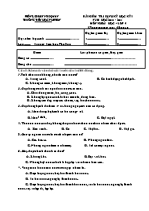 Đề kiểm tra học kì I Khoa học Lớp 4 - Năm học 2010-2011 - Trường Tiểu học Phú Sơn