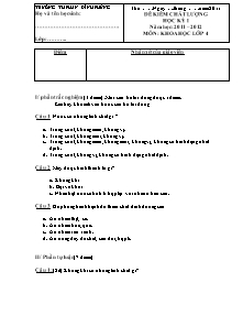 Đề kiểm tra học kì I Khoa học Lớp 4 - Năm học 2011-2012 - Trường Tiểu học Phan Đình Phùng