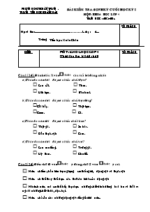 Đề kiểm tra học kì I Khoa học Lớp 4 - Năm học 2013-2014 - Trường Tiểu học Xuân Châu