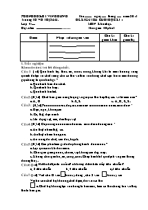 Đề kiểm tra học kì I Khoa học Lớp 4 - Năm học 2013-2014 - Trường Tiểu học Võ Thị Sáu