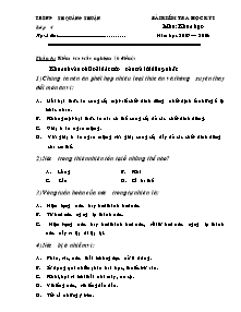 Đề kiểm tra học kì I Khoa học Lớp 4 - Trường Tiểu học Quảng Thuận