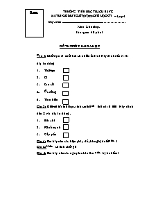 Đề kiểm tra học kì I Khoa học Lớp 4 - Trường Tiểu học Thạch Bằng