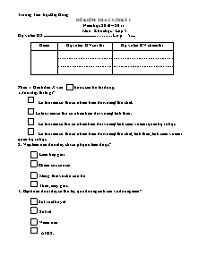 Đề kiểm tra học kì I Khoa học Lớp 5 - Năm học 2010-2011 - Trường Tiểu học Đại Hưng