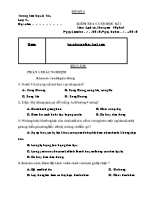 Đề kiểm tra học kì I Lịch sử Lớp 4 - Đề 1 - Năm học 2010-2011 - Trường Tiểu học A Túc