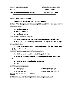 Đề kiểm tra học kì I Lịch sử Lớp 4 - Năm học 2007-2008 - Trường Tiểu học Quảng Thuận