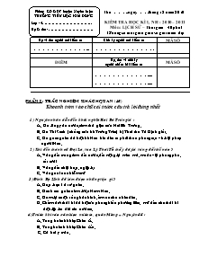 Đề kiểm tra học kì I Lịch sử Lớp 4 - Năm học 2010-2011 - Trường Tiểu học Kim Đồng