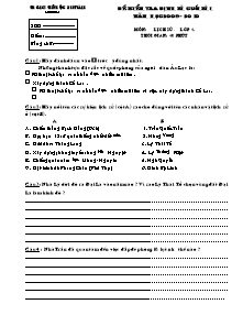 Đề kiểm tra học kì I Lịch sử và Địa lí Khối 4 - Năm học 2009-2010 - Trường Tiểu học Phú Thành