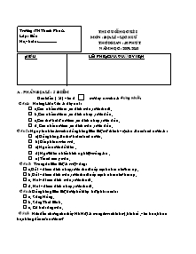 Đề kiểm tra học kì I Lịch sử và Địa lí Lớp 4 - Năm học 2009-2010 - Trường Tiểu học Thanh Phú A