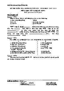 Đề kiểm tra học kì I Lịch sử và Địa lí Lớp 4 - Năm học 2009-2010 - Phòng GD&ĐT Quê Phong