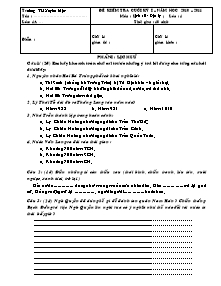 Đề kiểm tra học kì I Lịch sử và Địa lí Lớp 4 - Năm học 2010-2011 - Trường Tiểu học Xuyên Mộc