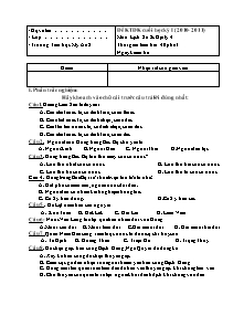 Đề kiểm tra học kì I Lịch sử và Địa lí Lớp 4 - Năm học 2010-2011 - Trường Tiểu học Mỹ An 2