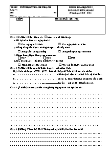 Đề kiểm tra học kì I Lịch sử và Địa lí Lớp 4 - Năm học 2010-2011 - Trường Tiểu học Thanh Thạch