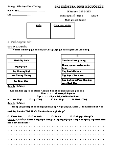 Đề kiểm tra học kì I Lịch sử và Địa lí Lớp 4 - Năm học 2012-2013 - Trường Tiểu học Toàn Thắng