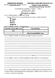 Đề kiểm tra học kì I Lịch sử và Địa lí Lớp 4 - Năm học 2013-2014 - Trường Tiểu học Mường Sang