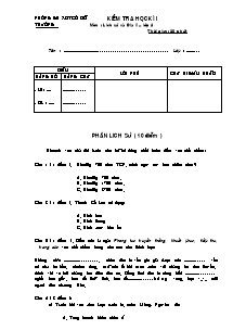 Đề kiểm tra học kì I Lịch sử và Địa lí Lớp 4 - Phòng GD&ĐT Cờ Đỏ