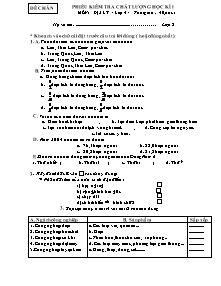 Đề kiểm tra học kì I Lịch sử và Địa lí Lớp 4,5 - Năm học 2009-2010
