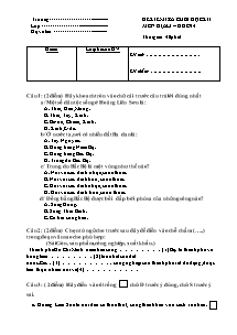 Đề kiểm tra học kì I môn Địa lí Khối 4 (Kèm đáp án)