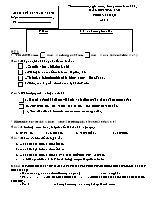 Đề kiểm tra học kì I môn Khoa học Lớp 4 - Năm học 2011-2012 - Trường Tiểu học Hùng Vương