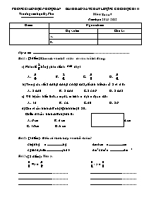 Đề kiểm tra học kì I Toán Lớp 4 - Năm học 2011-2012 - Trường Tiểu học Kỳ Phú