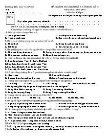Đề kiểm tra học kì II Địa lí Lớp 4 - Năm học 2006-2007 - Trường Tiểu học Vạn Phúc