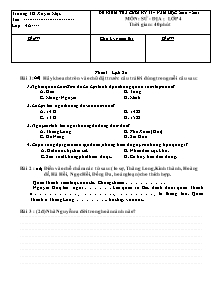 Đề kiểm tra học kì II Địa lí Lớp 4 - Năm học 2010-2011 - Trường Tiểu học Xuyên Mộc