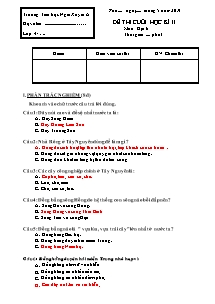 Đề kiểm tra học kì II Địa lí Lớp 4 - Năm học 2013-2014 - Trường Tiểu học Ngãi Xuyên A