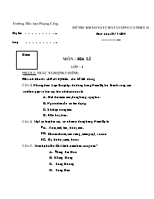 Đề kiểm tra học kì II Địa lí Lớp 4 - Năm học 2013-2014 - Trường Tiểu học Phụng Công