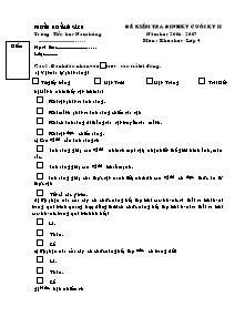 Đề kiểm tra học kì II Khoa học Khối 4 - Trường Tiểu học Nam Hồng
