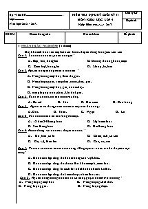 Đề kiểm tra học kì II Khoa học Khối 5 - Năm học 2012-2013