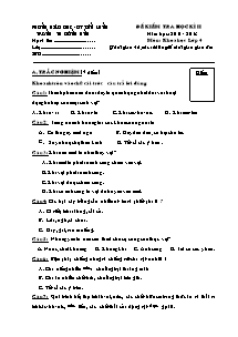 Đề kiểm tra học kì II Khoa học, Lịch sử và Địa lí Lớp 4 - Năm học 2012-2013 - Trường Tiểu học Đông Hưng