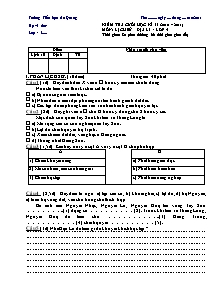 Đề kiểm tra học kì II Khoa học, Lịch sử và Địa lí Lớp 5 - Năm học 2010-2011 - Trường Tiểu học An Quang