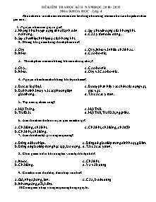 Đề kiểm tra học kì II Khoa học Lớp 4 (Có đáp án) - Năm học 2010-2011