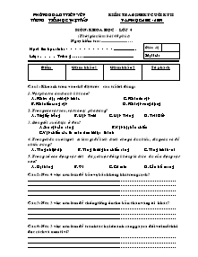 Đề kiểm tra học kì II Khoa học Lớp 4 - Năm học 2008-2009 - Phòng GD&ĐT Tiên Yên