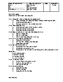 Đề kiểm tra học kì II Khoa học Lớp 4 - Năm học 2008-2009 - Trường Tiểu học Chu Văn An