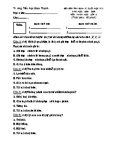 Đề kiểm tra học kì II Khoa học Lớp 4 - Năm học 2008-2009 - Trường Tiểu học Giao Thanh