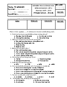 Đề kiểm tra học kì II Khoa học Lớp 4 - Năm học 2009-2010 - Trường Tiểu học Sông Mây