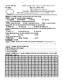 Đề kiểm tra học kì II Khoa học Lớp 4 - Năm học 2010-2011 - Trường Tiểu học Gio Bình