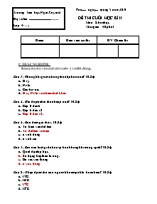 Đề kiểm tra học kì II Khoa học Lớp 4 - Năm học 2013-2014 - Trường Tiểu học Ngãi Xuyên A