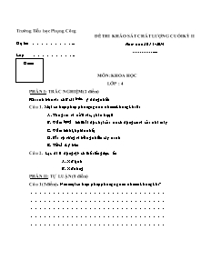 Đề kiểm tra học kì II Khoa học Lớp 4 - Năm học 2013-2014 - Trường Tiểu học Phụng Công