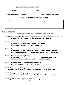 Đề kiểm tra học kì II Khoa học Lớp 4 - Trường Tiểu học Gio Châu