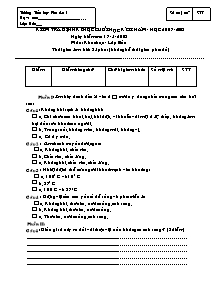 Đề kiểm tra học kì II Khoa học Lớp 4 - Trường Tiểu học Phú An 1