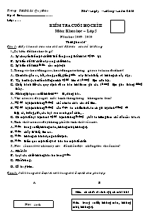 Đề kiểm tra học kì II Khoa học Lớp 5 - Năm học 2009-2010 - Trường Tiểu học Lê Quý Đôn