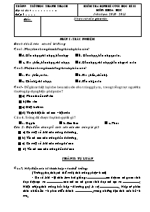 Đề kiểm tra học kì II Khoa học Lớp 5 - Năm học 2010-2011 - Trường Tiểu học Thanh Thạch