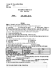 Đề kiểm tra học kì II Khoa học Lớp 5 - Trường Tiểu học Nguyễn Đình Chiểu