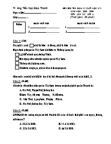 Đề kiểm tra học kì II Lịch sử Lớp 4 - Năm học 2008-2009 - Trường Tiểu học Giao Thanh